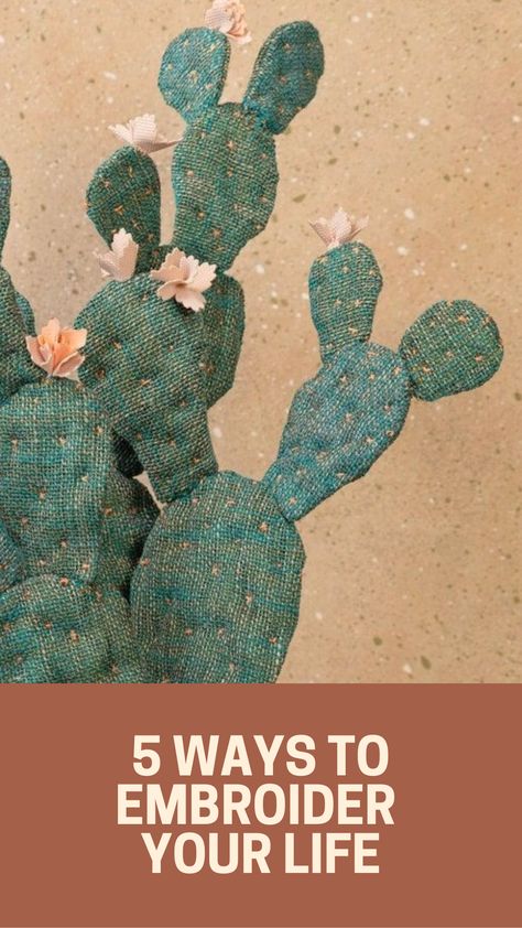 How To Embroider Plants, Cactus Hand Embroidery, Embroidered Cactus Pattern, Embroidered Succulents, Embroidered Decor, Desert Cactus Embroidery, Embroidered Cactus, Rainbow Decorations, Prickly Pear