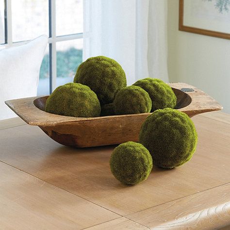 Moss Sphere Spring Hygge, January Decor, Boxwood Balls, Preserved Boxwood, Forever Green, Bread Bowl, Country Decorating, Moss Balls, Blue And White Vase