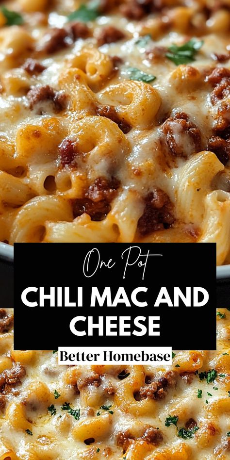 Recipes Using Mac And Cheese, Chili Mac And Cheese Easy, Cheesy Chili Mac, Protein Mac And Cheese, Dinner Reciepes, Mac And Cheese Easy, One Pot Chili Mac, Easy Chili Mac, One Pot Chili