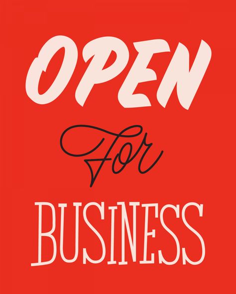 Open For Business Sign, Business Sign Design, Open & Closed Signs, Storefront Signs, Chalk Design, Small Business Quotes, Small Business Inspiration, Type Inspiration, Graph Design