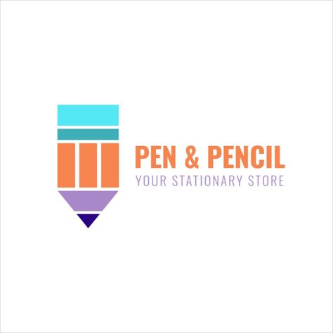 A logo template featuring a pen and pencil concept. Etsy Logo, Stationary Store, Stationary Shop, Store Logo, Pen And Pencil, Stationery Store, Pens And Pencils, A Pen, Signage Design