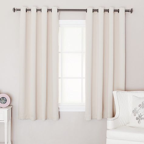 short curtains - square bedroom window Short Curtains Bedroom, Curtains Behind Bed, Short Window Curtains, Minimalist Curtains, Window Curtains Bedroom, Small Curtains, Small Window Curtains, Curtains Ideas, Window Treatments Bedroom