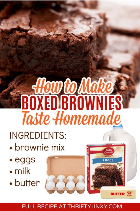 Boxed Brownies Better, Brownie Hacks, Boxed Brownie Recipes, Boxed Brownies, Cake Like Brownies, Brownie Mix Recipes, Cake Mix Brownies, Brownies Recipe Homemade, How To Make Brownies