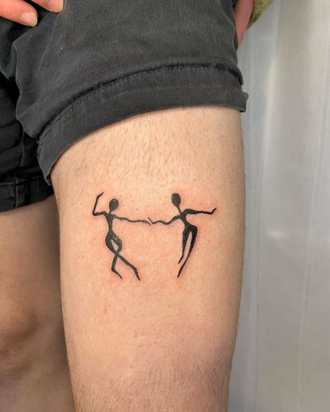 Dancing Stick Figure Tattoo, Dancing Tattoos For Women, Dancing Silhouette Tattoo, 2 People Tattoos, Dancing Flowers Tattoo, Stick People Tattoo, Figure Tattoos For Women, Two People Dancing Tattoo, Dancing Figures Tattoo