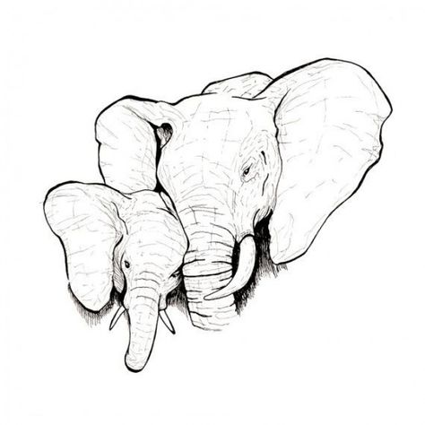 Elephant Drawing Tattoo, Mammals Drawing, Star Wars Silhouette, Baby Elephant Drawing, Mom And Baby Elephant, Cherub Tattoo, Elephant Tattoo Design, Elephant Drawing, Drawing Tattoo