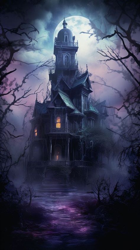 Creepy Abandoned Places, Haunted House Inspiration, Haunted House Pictures, Helloween Wallpaper, Spooky Places, Halloween Everyday, Creepy Pictures, Halloween Artwork, Music Artwork