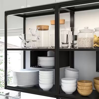 ENHET organizers - IKEA Ikea Uk, Shelf Insert, Kitchen Wall Storage, Kitchen Wall Shelves, River Cabin, Ikea Hack Ideas, Ikea Shelves, Ikea Furniture Hacks, Open Kitchen Shelves