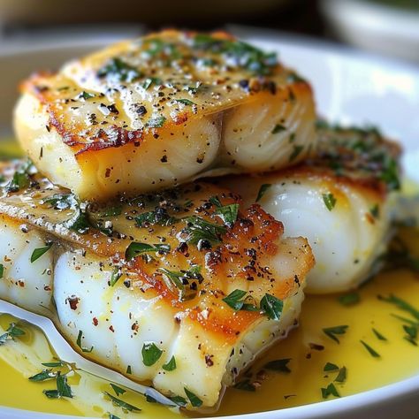 Let me introduce you to Golden Seared Cod with Herb Butter Sauce. This dish features perfectly seared cod fillets, drizzled with a rich and flavorful herb butter sauce. It's a simple yet sophisticated meal that's perfect for any occasion. The beauty of this recipe lies in its simplicity. The cod is seared to golden perfection, creating a crispy exterior while keeping the inside tender and flaky. The herb butter sauce, made with fresh herbs and garlic, adds a luxurious touch that elevates the ... Dory Fillet Recipe, Garlic Butter Cod, Beach Cooking, Cod Recipes Healthy, Herb Butter Sauce, Seared Cod, Fillet Recipes, Cod Dishes, London Broil Recipes