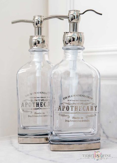 Vintage style apothecary Soap Dispensers Apothecary Soap Dispenser, Apothecary Bathroom Ideas, Apothecary Bathroom Decor, Vintage Soap Dispenser, Bathroom Soap Dispenser Ideas, Apothecary Inspiration, Dino Bathroom, Art For Bathrooms, Apothecary Bathroom