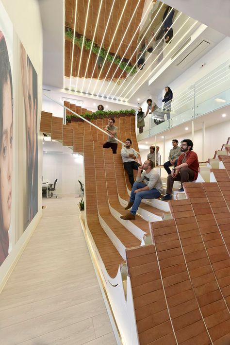 Steel Beams, Brick Tiles, Arch Daily, Organic Architecture, Office Makeover, Workplace Design, Main Entrance, Tehran, Brutalism