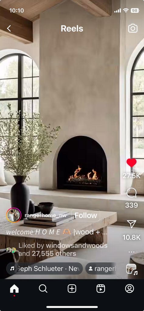 Arched Electric Fireplace, Arched Fireplace, Airbnb Ideas, Built In Electric Fireplace, Fireplace Designs, Fireplace Ideas, Dream House Interior, Renovation Ideas, Fireplace Design