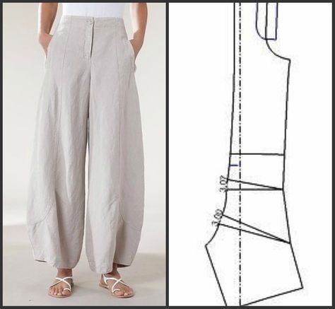 Linen Pants Pattern, Stylish Sewing Patterns, Harem Pants Pattern, Sukienki Maksi, Wide Leg Pants Pattern, Trousers Pattern, Trouser Pattern, Clothing Pattern Design, Sewing Pants