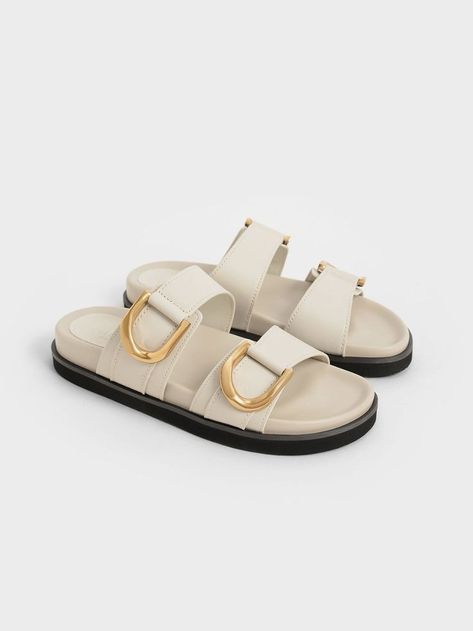 Charles And Keith Outfits, Leather Slides Women, Gabine Saddle Bag, Charles Keith Shoes, Charles And Keith Shoes, Crochet Bucket Bag, Charles And Keith, Trendy Slippers, Sandals 2023