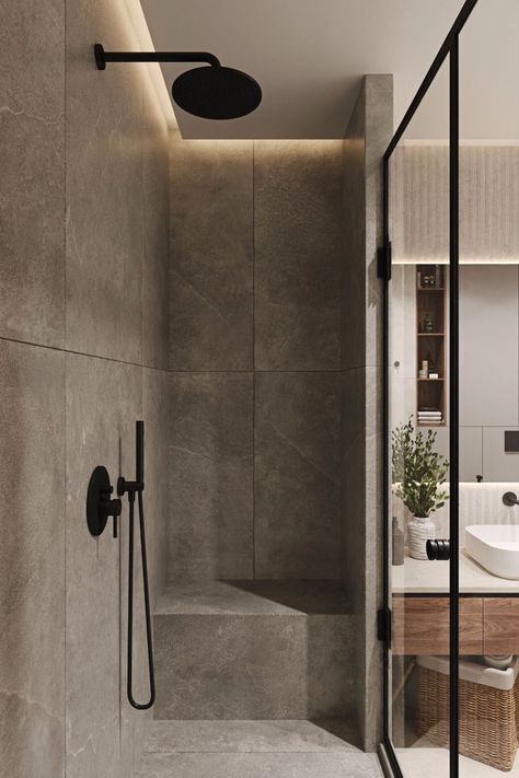 Modern Master Shower Ideas, Simple Rustic Bathroom, Bathroom Wood Wall, Drømme Bad, Hotel Bathroom Design, Bathroom Interior Design Luxury, Bathroom Big, Bathroom Inspiration Modern, Bathroom Decor Luxury