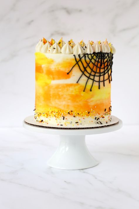 Halloween Vanilla Bean Funfetti Cake | Joy + Oliver Hocus Pocus Punch, Halloween Snack Board, Halloween Snack Mix, Cake Centerpieces, Vanilla Bean Cakes, Halloween Snack, Orange Food Coloring, Cake Piping, How To Make Icing