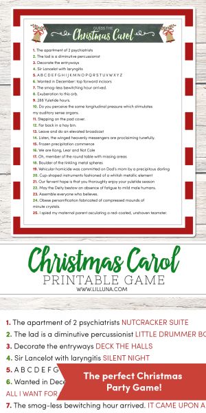 Guess the Christmas Carol - use the clues to guess the carol. A fun, FREE, game to use at your next Christmas party! Christmas Carol Game, The Christmas Carol, Xmas Games, Christmas Lyrics, Christmas Trivia, Holiday Games, Games Printable, Ideas Hogar, Christmas Party Games