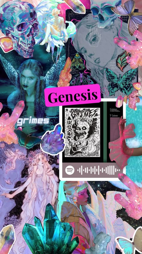 Genesis-Grimes 🫧🌸🔮 #grimes #music #artist #aesthetic #fairycore #crystals #butterfly #spotify #aesthetic #moodboard Genesis Grimes Poster, Genesis Grimes Aesthetic, Grimes Aesthetic Wallpaper, Genesis Aesthetic, Genesis Wallpaper, Grimes Poster, Genesis Core, Music Artist Aesthetic, Fairycore Crystals