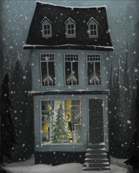 Winter Illustration, Christmas Illustrations, Christmas Feeling, Merry Christmas To All, The Night Before Christmas, Winter Art, Naive Art, Christmas Illustration, Christmas House