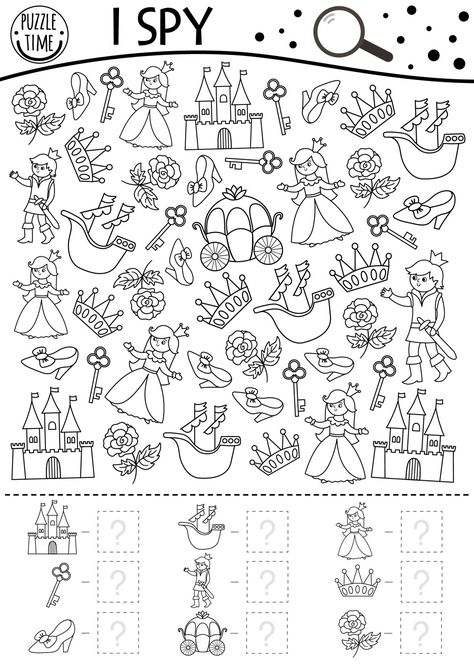 Download the Black and white fairytale fantasy I spy game for kids. Searching, counting activity with castle, princess, prince. Magic kingdom printable worksheet or coloring page. Simple fairy tale puzzle 13352875 royalty-free Vector from Vecteezy for your project and explore over a million other vectors, icons and clipart graphics! Spy Games For Kids, V Words, Bunny Images, I Spy Games, Spy Games, Initial Sounds, Alphabet Songs, Free Printable Letters, Counting Activities