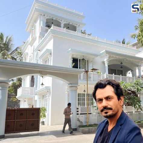 HomeArchitecture & Design Who Builds Actor Nawazuddin Siddiqui’s New Home in Mumbai? See Pics Of The Lavish Mansion Islamic House Design, Indian Architecture Homes, Haveli Design, Indian Home Exterior, Home Front Design, Luxury Exterior Design, White Facade, Nawazuddin Siddiqui, Indian House Design