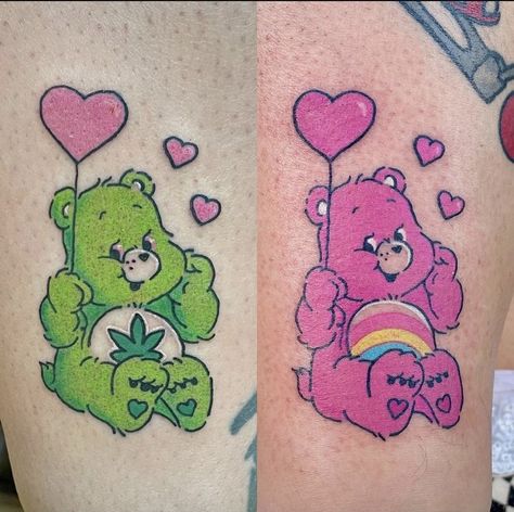 Blue Care Bear Tattoo, Carebear Matching Tattoos, Matching Care Bear Tattoos, Care Bear Star Tattoo, Carebares Tattoo, Cheer Bear Tattoo, Small Care Bear Tattoo, Care Bears Tattoo Ideas, Carebears Tattoos