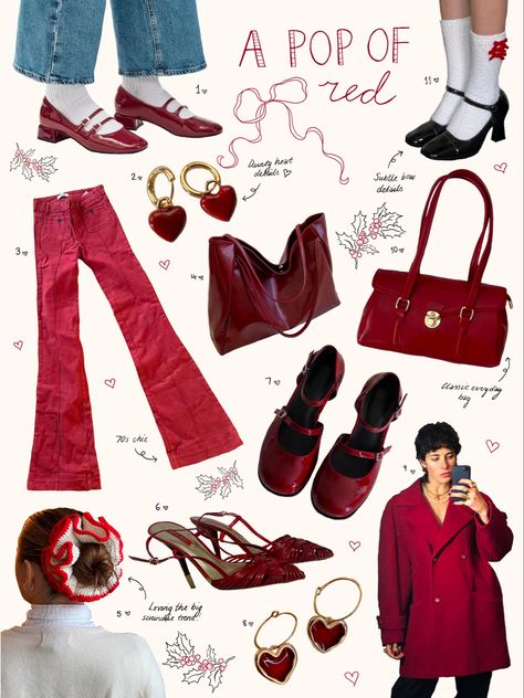 Red pieces sourced secondhand from Depop. All imagery belongs to the original Depop sellers! Depop Sellers, Depop Aesthetic, Eco-friendly Red Shopping Bag, Christmas Feels, Red Satchel, Red Flare, Slouchy Bag, Pop Of Red, Home For Christmas