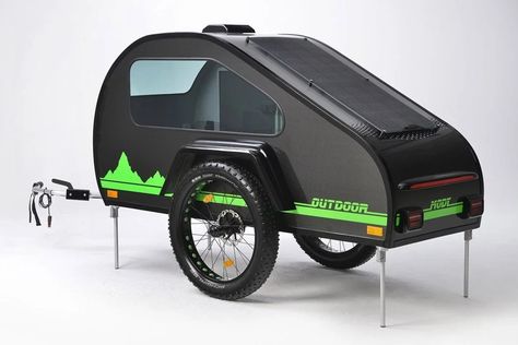 Teardrop Trailer Camping, Bike Camper, Electric Bicycle Design, Mini Caravan, Ebike Electric Bicycle, Bicycle Camping, Solo Camping, Bike Motor, Bicycle Trailer