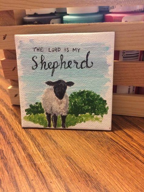 Christian Simple Painting, Diy Christian Canvas Painting, Christen Painting Ideas, Easy Scripture Paintings On Canvas, Acrylic Christian Painting Ideas, Verse Paintings Canvas, Biblical Painting Ideas, The Lord Is My Shepherd Art, Christian Paintings Ideas