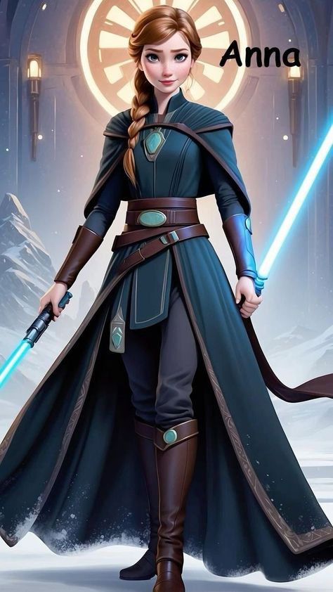 Disney Princess Jedi, Dark Disney Princess, Star Wars Outfit, Jedi Princess, Goth Disney Princesses, Princess Artwork, Anna From Frozen, Goth Disney, Anime Inspiration