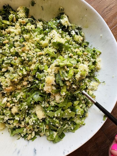 Spring Green Goddess CousCous - Natalie Mason Italian Broccoli, Salad Spring, Italian Dinner Party, Italian Dinner, Dinner Inspiration, Broccoli Salad, Green Goddess, Perfect Side Dish, Family Friendly Meals