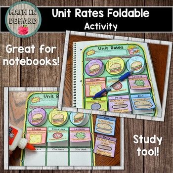 Math in Demand: Unit Rate Foldable Activity (Great for Math Intera... Unit Rate Activities 6th Grade, Math Early Finishers, Math Foldables, Proportional Relationships, Unit Rate, Math Interactive, Math Interactive Notebook, Interactive Science Notebook, Biology Lessons