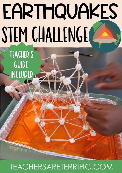 So Many Ways to Create an Earthquake! - Teachers are Terrific Teen Stem Activities, Marshmallows And Toothpicks, Science Concepts, Stem Classes, Stem Resources, Engineering Design Process, Engineering Challenge, Stem Activity, Stem Challenge