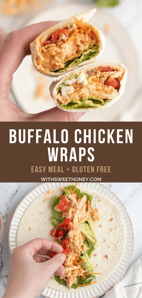 Buffalo Chicken Cottage Cheese Wrap, Shredded Buffalo Chicken Wraps, Healthy Buffalo Chicken Wraps, Buffalo Chicken Wraps Healthy, Cold Lunch Recipes, Buffalo Chicken Wrap, Chicken Wraps Healthy, Deficit Meals, Shredded Buffalo Chicken