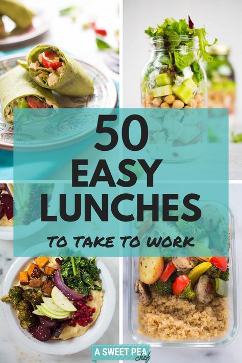 50 Easy Lunches To Take To Work (So You Love Lunch!) | Get ready to discover amazing work lunch ideas that will change your entire lunch routine.  Forget about boring sandwiches, salads that are not filling enough, going out during your lunch break only to grab something unhealthy because it was the quickest option. | A Sweet Pea Chef #easyworklunches #easylunch Lunches To Take To Work, Shrimp Meal Prep, Easy Lunches For Work, Lunch Ideas For Work, Diet Funny, Cheap Lunch, Healthy Lunches For Work, Quick Lunch Recipes, Diner Recept