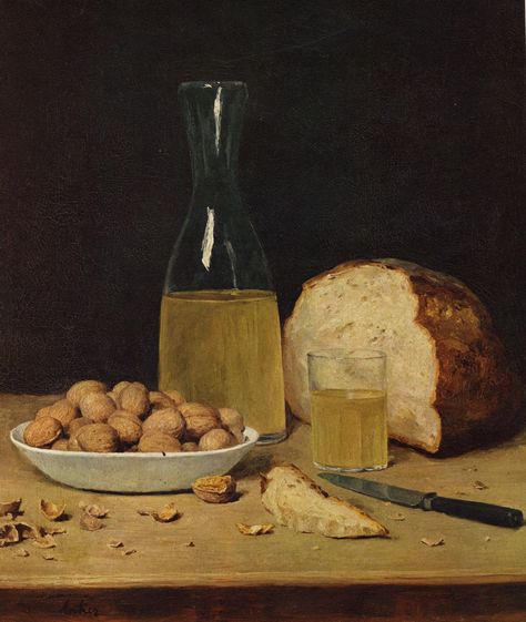 Still life with bread, wine and walnuts, Albert Anker Victor Pasmore, Bread Art, Still Life Images, Food Painting, Still Life Oil Painting, Art Uk, Painting Still Life, Still Life Art, Food Illustrations