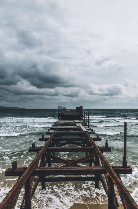 Abandoned pier II | Old pier in the Sunny Beach, Bulgaria. | Tero Iivari | Flickr Abandoned Beach Aesthetic, Pier Aesthetics, Creepy Reference, Lucky Aesthetic, Abandoned Beach, Abandoned Island, Sunny Beach Bulgaria, Story Settings, Pretty Poison