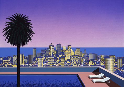 Hiroshi Nagai Wallpaper, Japan 80's Aesthetic, Hiroshi Nagai, Japanese Pop Art, City Pop, Pop Illustration, Vaporwave Art, New Retro Wave, 80s Aesthetic