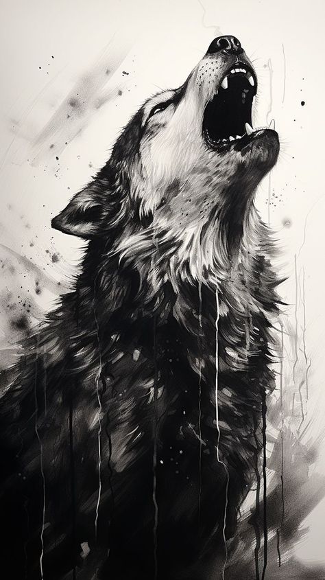 Wolf And Cat Art, Wolf Design Art, Black Wolf Art, Black Wolf Tattoo, Wolf Art Drawing, Wolves Art, Wolf Tattoos Men, Wolf Black, Tattoo Wolf