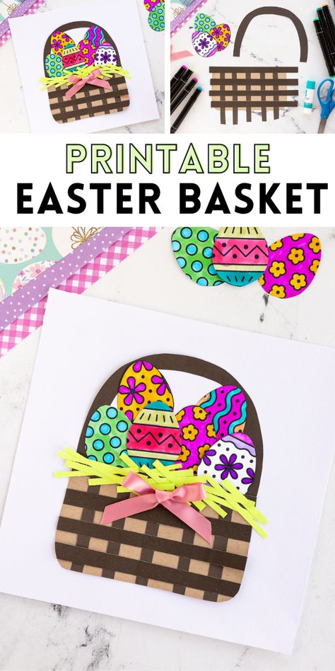 This Easter Basket Craft is such a fun coloring craft for kids of all ages! Color your printable Easter eggs, or design your own, and then add them to handmade paper basket for a fun Easter activity. Printable Easter Eggs, Easter Basket Craft, Easter Basket Template, Made To Be A Momma, Easter Basket Crafts, Princess Crafts, Easter Activity, Slime Craft, Easter Printables Free