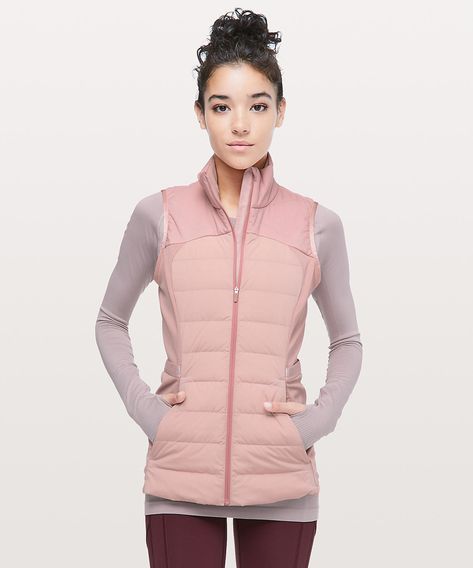 The Lululemon Upload Down For It All Vest, Running In Cold, Lululemon Vest, Lululemon Outfits, Misty Rose, Athleisure Outfits, Wet Weather, Down Vest, Winter Coats