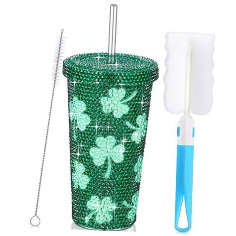 30 Days Return Policy Fast Delivery Trusted seller 17 oz Bling Diamond Tumbler Shamrock Print Rhinestone Cup Vacuum Insulated Mug for Women Girl Friend St Patricks Day Birthday Teacher Appreciation Gift (Adorable Shamrock) Product Description Complete and Thoughtful Set: our package offers more than just a bling diamond tumbler, it includes a matching stainless steel straw for sipping, a straw brush and a cup brush for easy cleaning, a bling diamond lid for reducing spills, making it a thoughtful and practical combination for your daily use or gift giving Sturdy and Reliable: our rhinestones tumbler is made from reliable 304 stainless steel, which is not only safe, rust proof and durable, but also tastefully inlaid with rhinestones(not easy to fall off) for that extra sparkle that matches