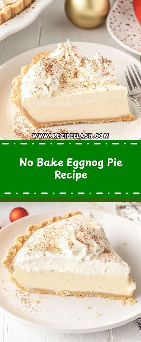 Craving a no-fuss dessert that tastes like Christmas in a slice? Our No Bake Eggnog Pie Recipe is an effortless and indulgent treat that will wow your family and friends this holiday season! Save this recipe now for your collection of must-try Christmas Desserts! No Bake Eggnog Pie, Eggnog Pie Recipe, Recipes Using Eggnog, Eggnog Pie, Eggnog Dessert, No Bake Pie, Eggnog Recipes, Unique Pies, Savory Pies Recipes