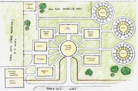 Animal Shelter Design, Shelter Building, Design Floor Plans, Dog Kennel Designs, Shelter Ideas, Dog Shelter, Wildlife Rehabilitation, Shelter Design, Cat Sanctuary