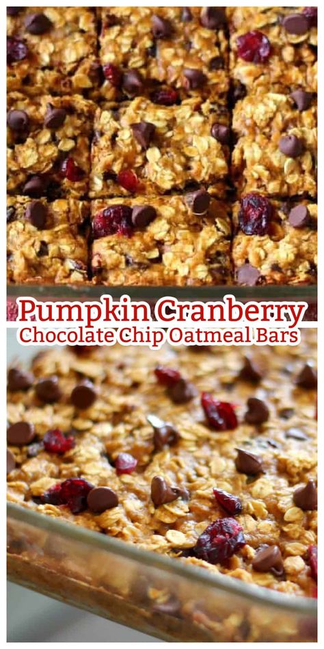 Pumpkin Oatmeal Bars Healthy, Pumpkin Cranberry Cookies, Cranberry Oatmeal Bars, Cranberry Bars Recipe, Chocolate Chip Oatmeal Bars, Halloween Baking Recipes, Brownie Mix Recipes, Oatmeal Chocolate Chip Bars, Cranberry Chocolate