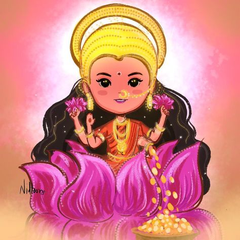 No photo description available. Gods Illustration, Mata Parvati, Devi Lakshmi, Laxmi Mata, Lakshmi Narayana, Lakshmi Mata, Maa Lakshmi, Poster Rangoli, Indian Rangoli Designs