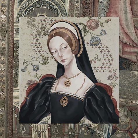 💐 ———♱ one of my favourite portraits everrrr, and i think the amount of times i have drawn it is a crime (i love french hoods so much… | Instagram Katherine Howard Portraits, French Hoods, Medieval Portrait, Tudor Art, French Portrait, Catherine Howard, French Queen, Wives Of Henry Viii, Katherine Howard