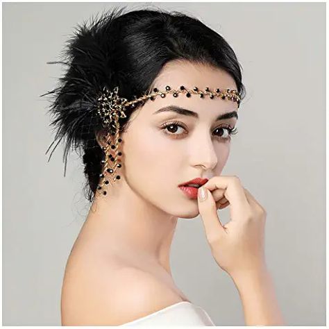 Great Gatsby Headpiece, Flapper Hair, 1920s Headband, Gatsby Headpiece, 1920s Headpiece, 1920s Hair, Prom Hair Accessories, Flapper Headband, Feather Headpiece