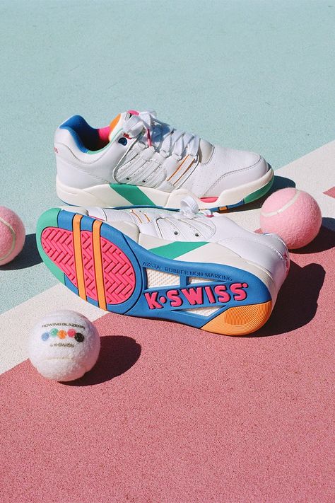 Tennis Photoshoot, Table Tennis Shoes, 90s Sneakers, Shoes Fashion Photography, Nostalgic Aesthetic, K Swiss Shoes, Rowing Blazers, Arthur Ashe, Shoes Ads