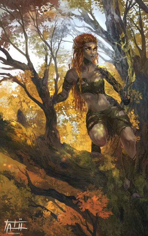 Elf Druid, Forest Elf, Elf Art, Wood Elf, Fantasy Forest, Fantasy Rpg, Autumn Colors, Medieval Fantasy, Dnd Characters