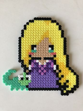 Perler Beads Rapunzel, Fuse Beads Disney, Cinderella Perler Beads, Rapunzel Perler Beads, Tangled Perler Beads, Princess Perler Bead Patterns, Disney Hama Beads Pattern, Disney Perler Beads, Perler Beads Disney